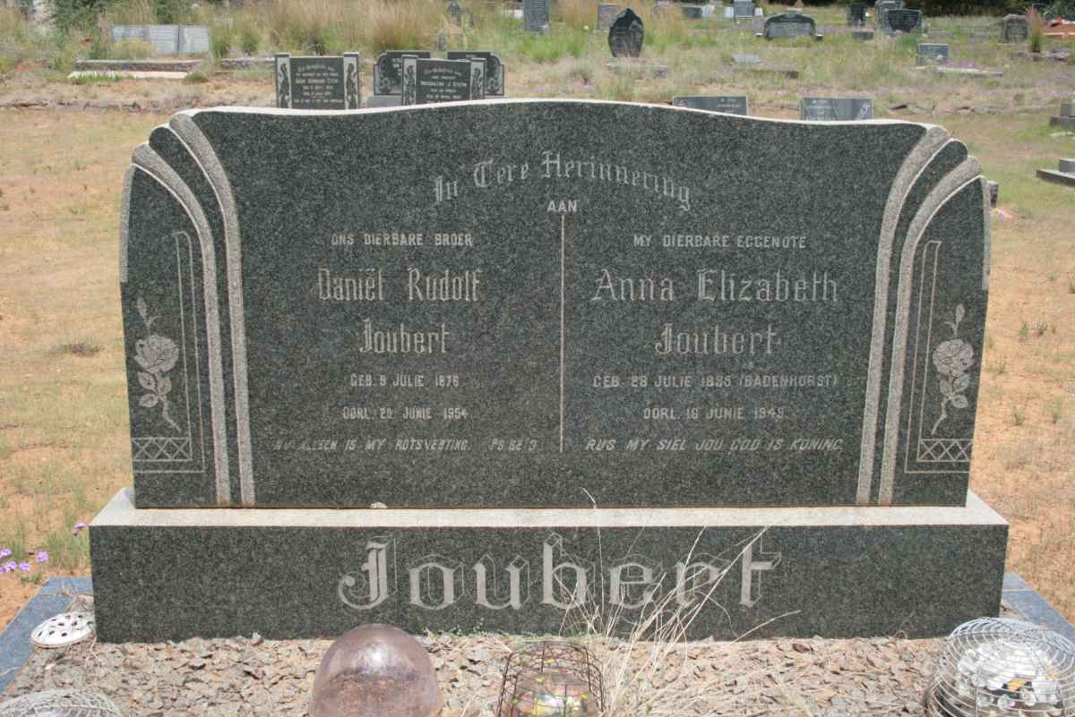 JOUBERT Daniel Rudolf 1876-1954 &amp; Anna Elizabeth BADENHORST 1885-1945