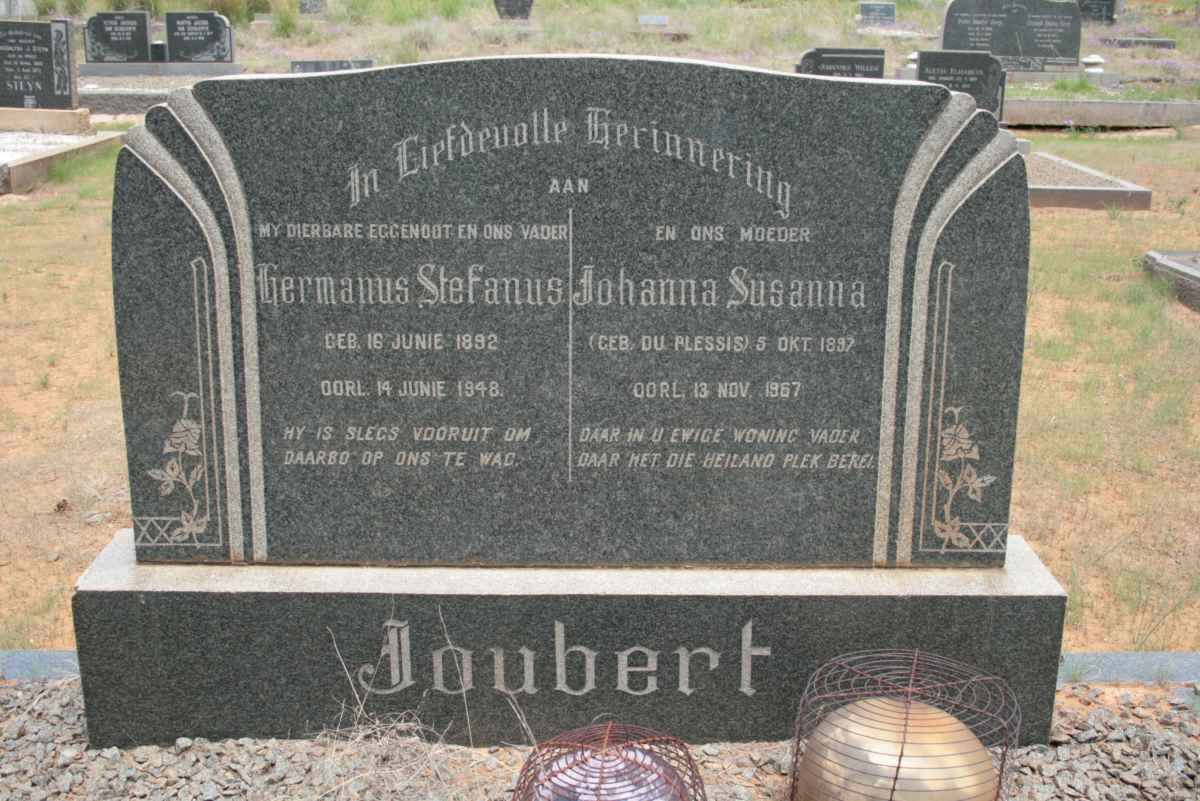 JOUBERT Germanus Stefanus 1892-1948 &amp; Johanna Susanna DU PLESSIS 1897-1967