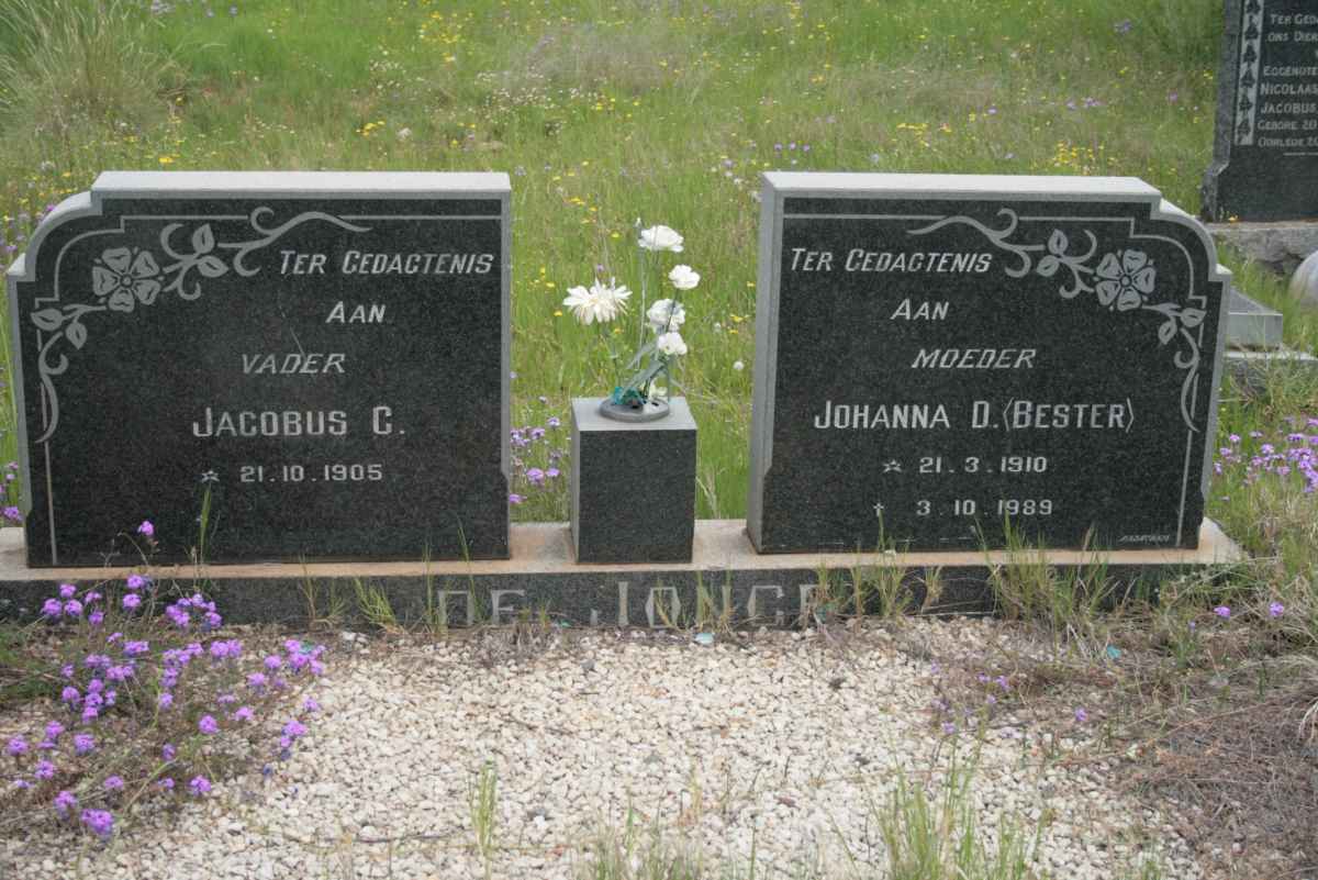 JONGE Jacobus C., de 1905- &amp; Johanna D. BESTER 1910-1989