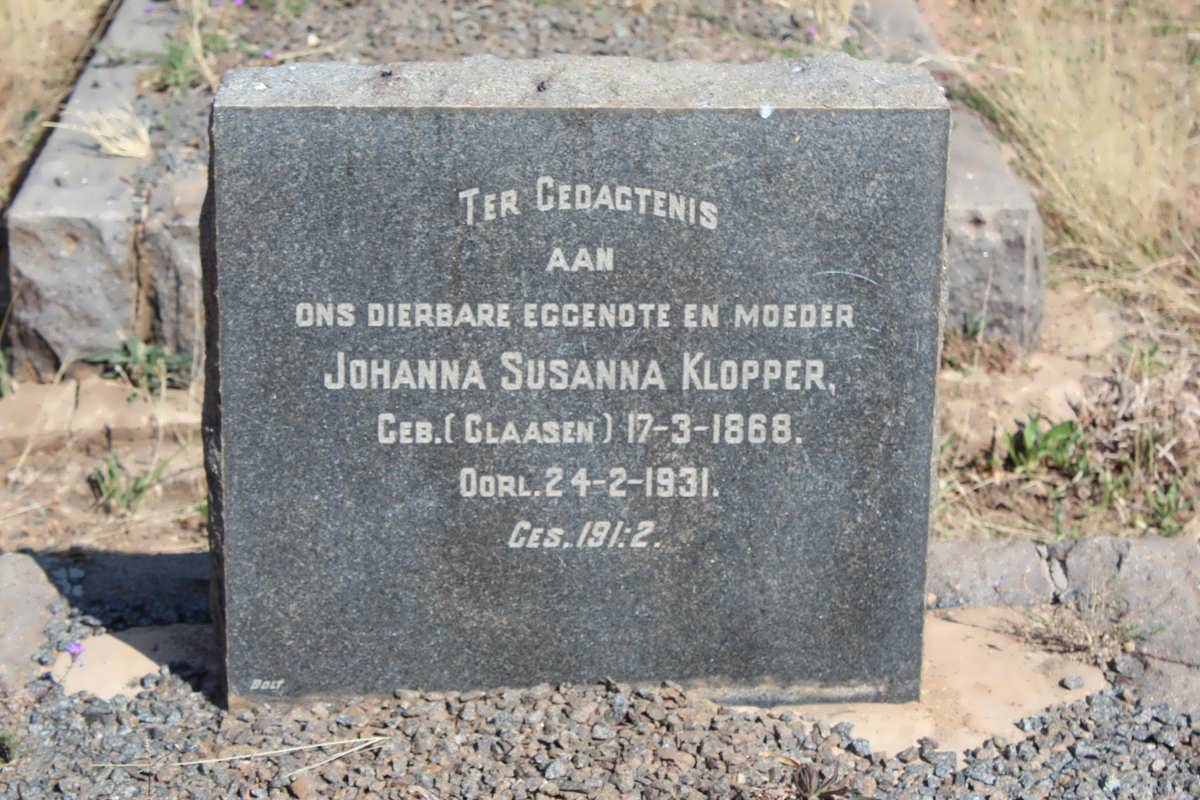 KLOPPER Johanna Susanna nee CLAASEN 1868-1931