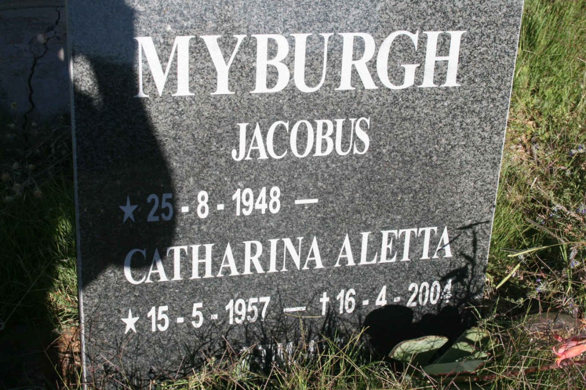MYBURGH Jacobus 1948-  &amp; Catharina Aletta 1957-2004