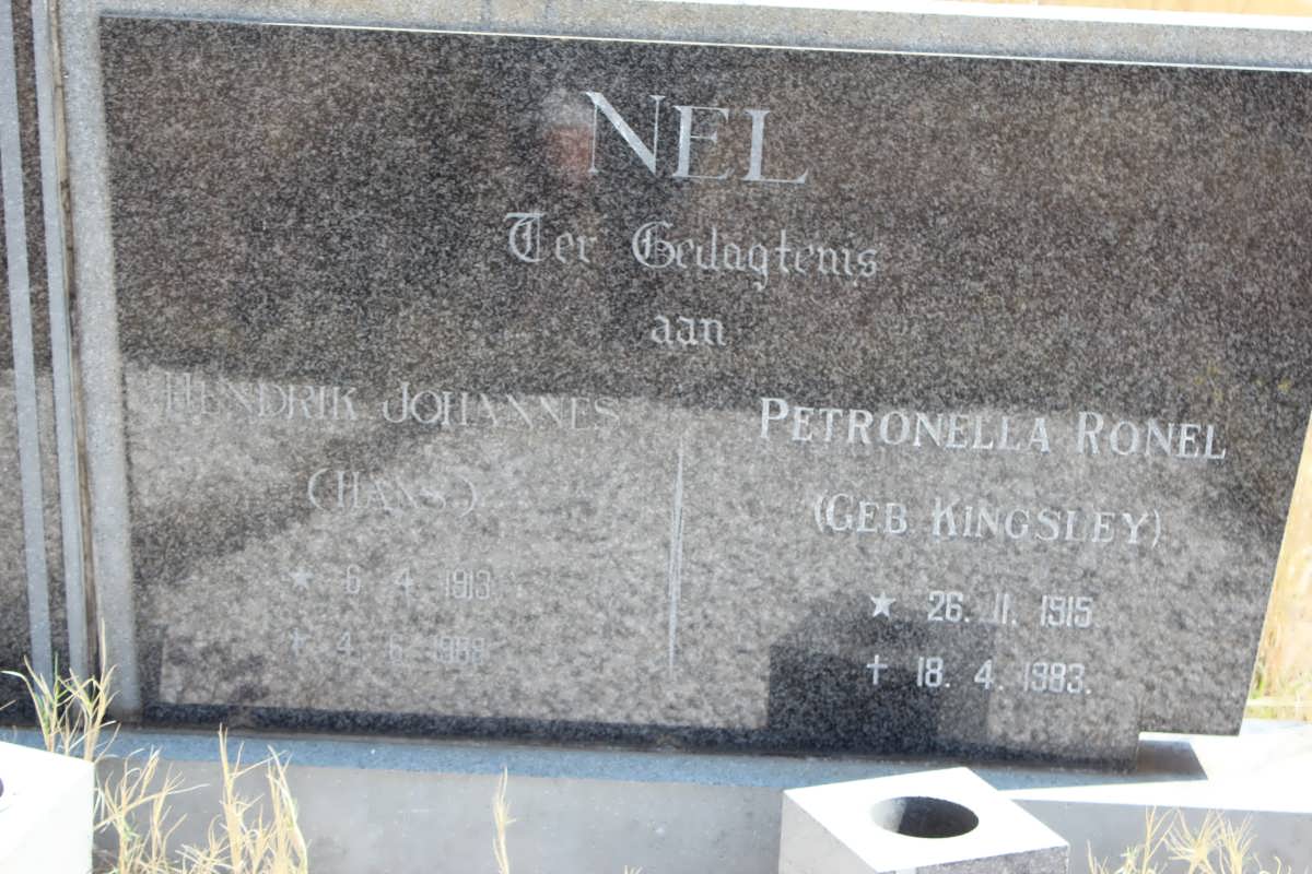 NEL Hendrik Johannes 1913-19?? &amp; Petronella Ronel KINGSLEY 1915-1983
