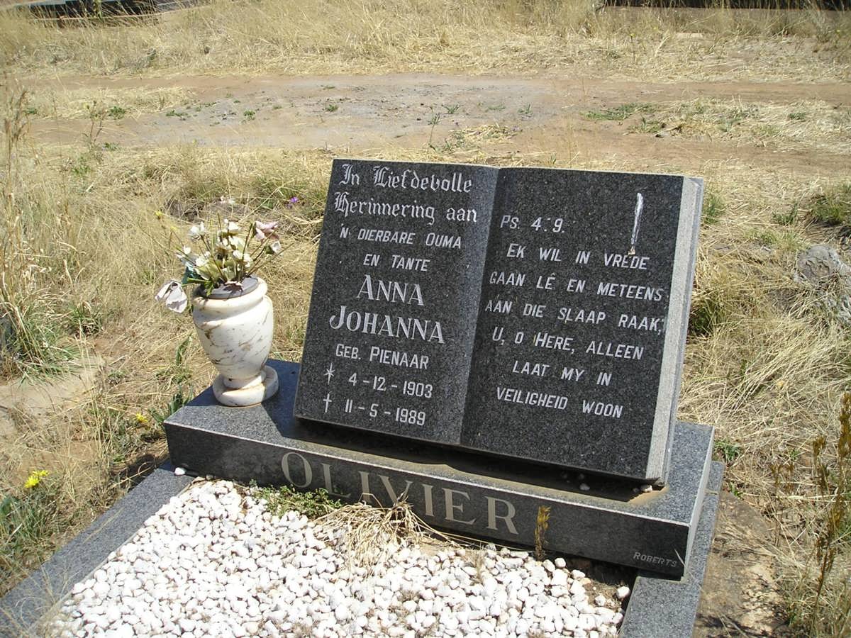 OLIVIER Anna Johanna nee PIENAAR 1903-1989
