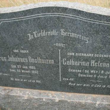 OOSTHUIZEN Petrus Johannes 1865-1952 &amp; Catharina Helena DE WET 1877-1943