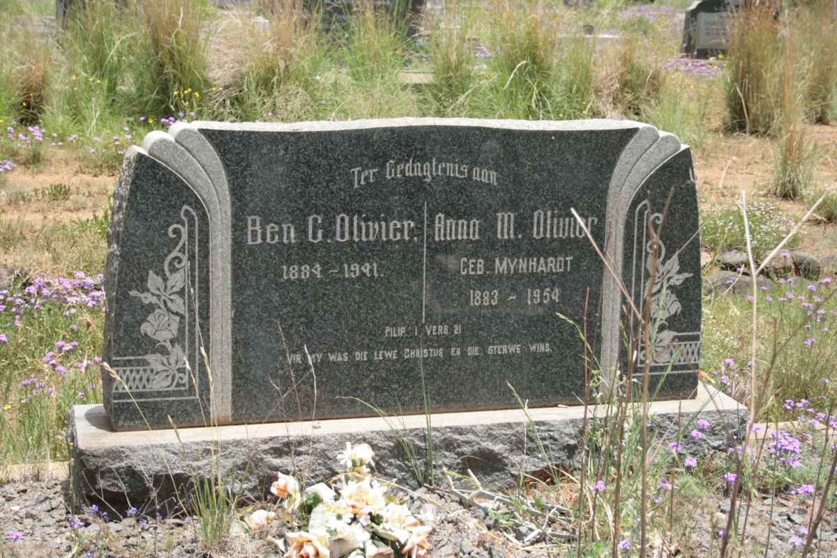 OLIVIER Ben G. 1884-1941 &amp; Anna M. MYNHARDT 1883-1954