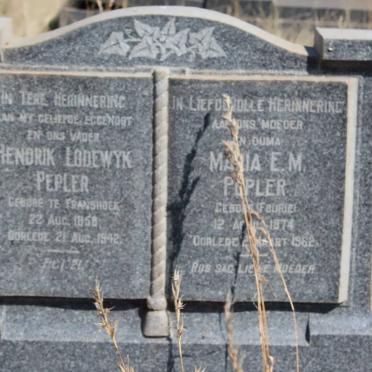 PEPLER Hendrik Lodewyk 1858-1942 &amp; Maria E.M. FOURIE 1874-1962