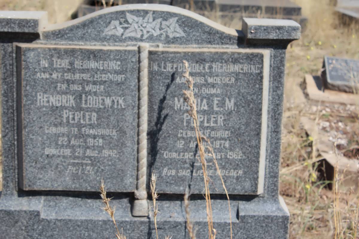 PEPLER Hendrik Lodewyk 1858-1942 &amp; Maria E.M. FOURIE 1874-1962