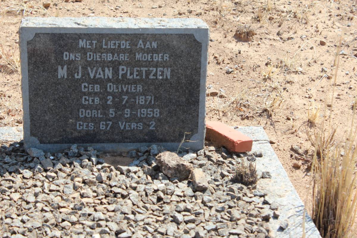 PLETZEN M.J., van nee OLIVIER 1871-1958