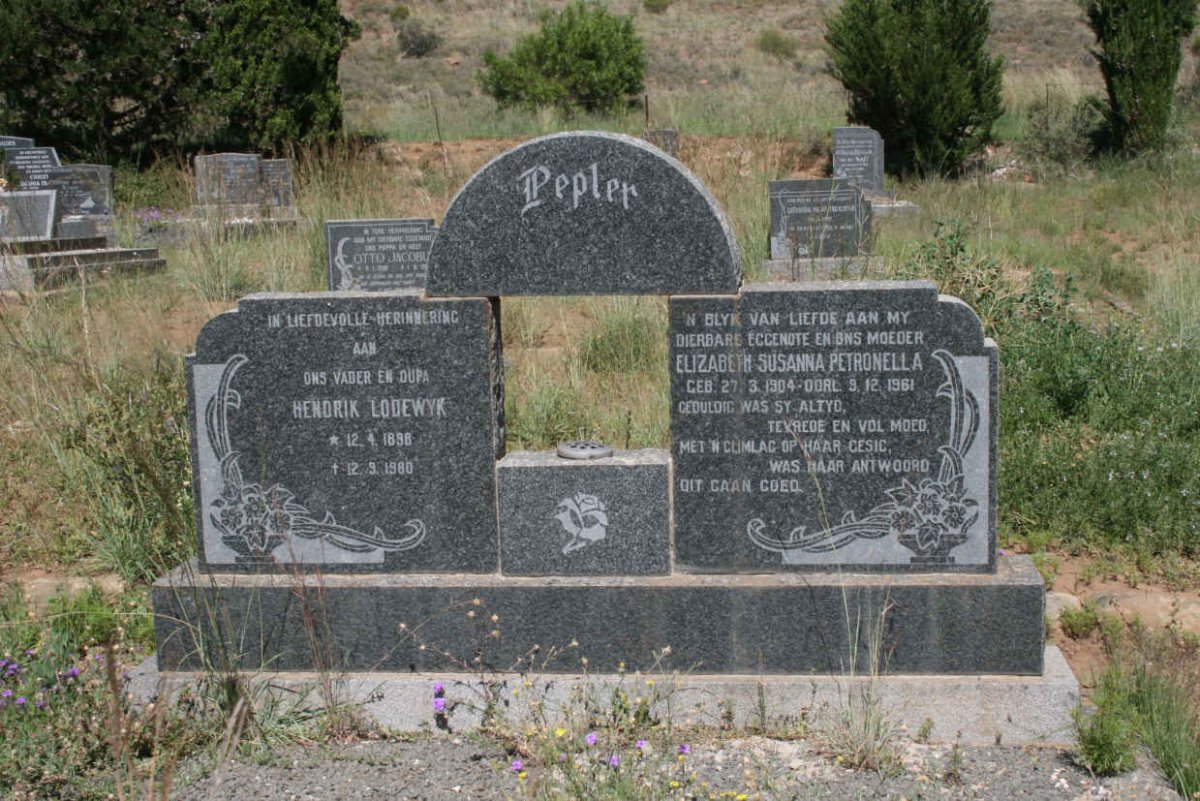 PEPLER Hendrik Lodewyk 1898-1980 &amp; Elisabeth Susanna Petronella 1904-1961