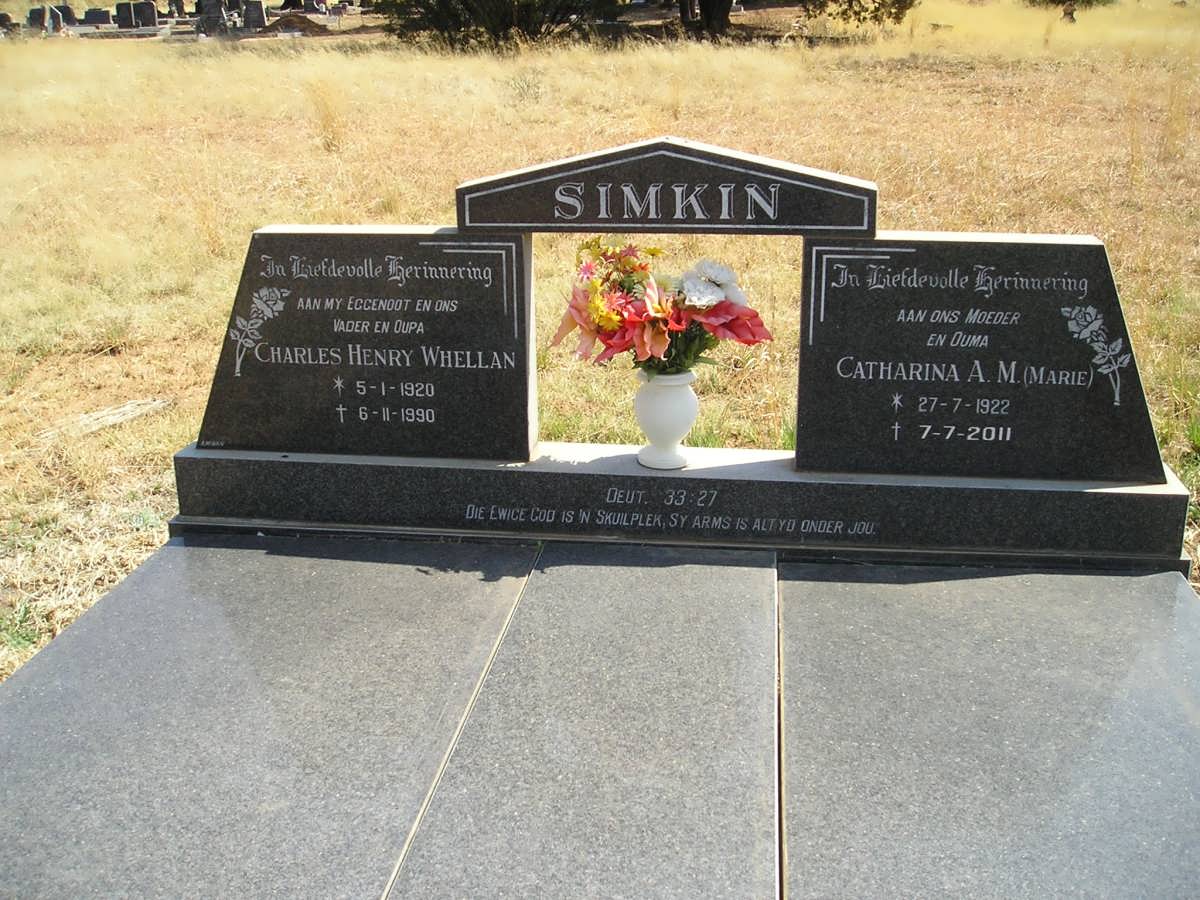 SIMKIN Charles Henry Whellan 1920-1990 &amp; Catharina A.M. 1922-2011