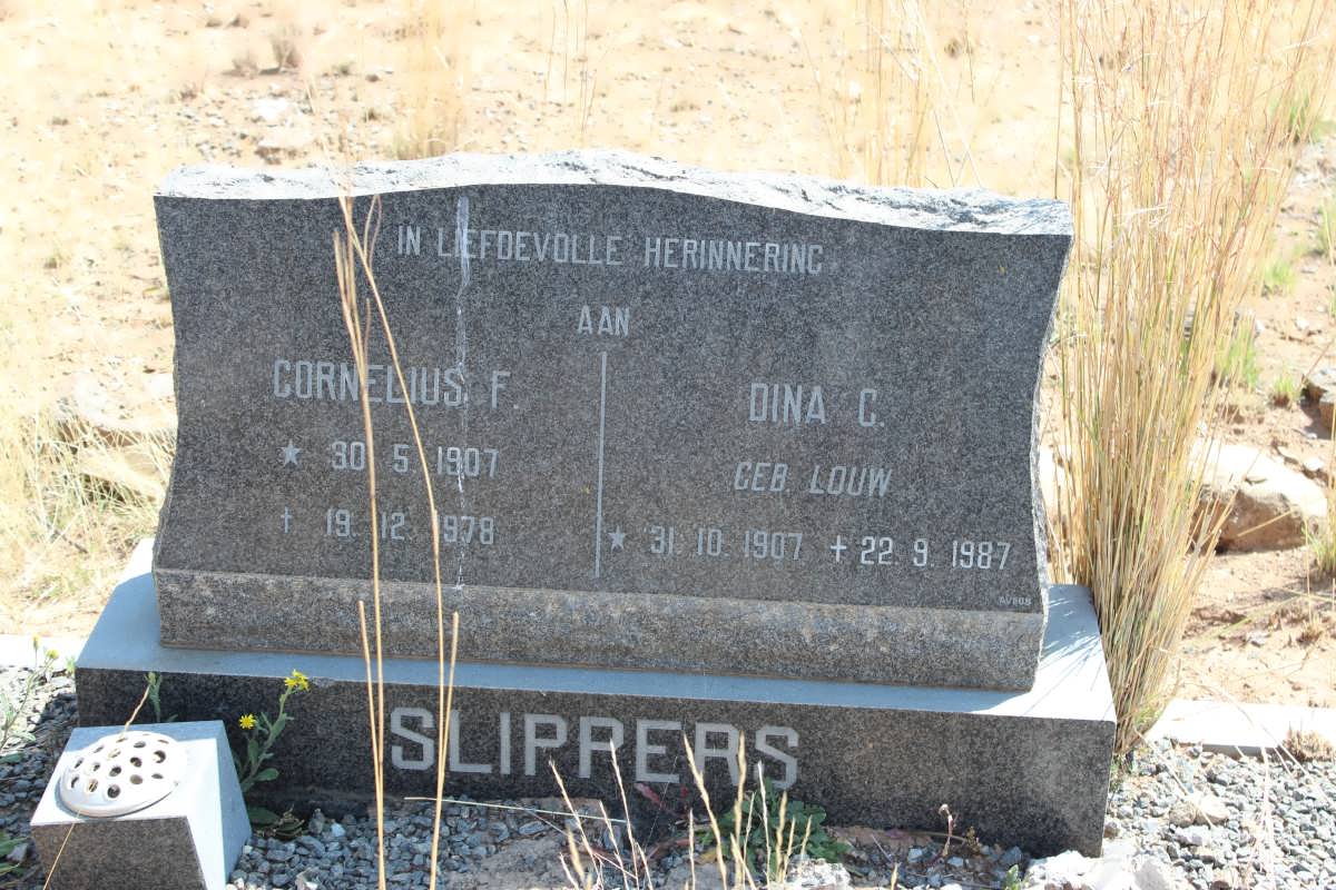 SLIPPERS Cornelius F. 1907-1978 &amp; Dina C. LOUW 1907-1987