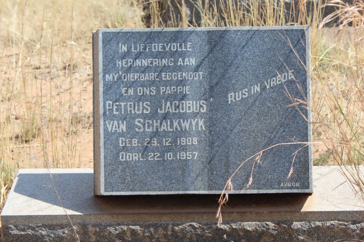 SCHALKWYK Petrus Jacobus, van 1908-1957