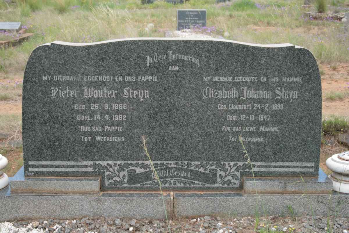 STEYN Pieter Wouter 1886-1962 &amp; Elizabeth Johanna JOUBERT 1890-1947