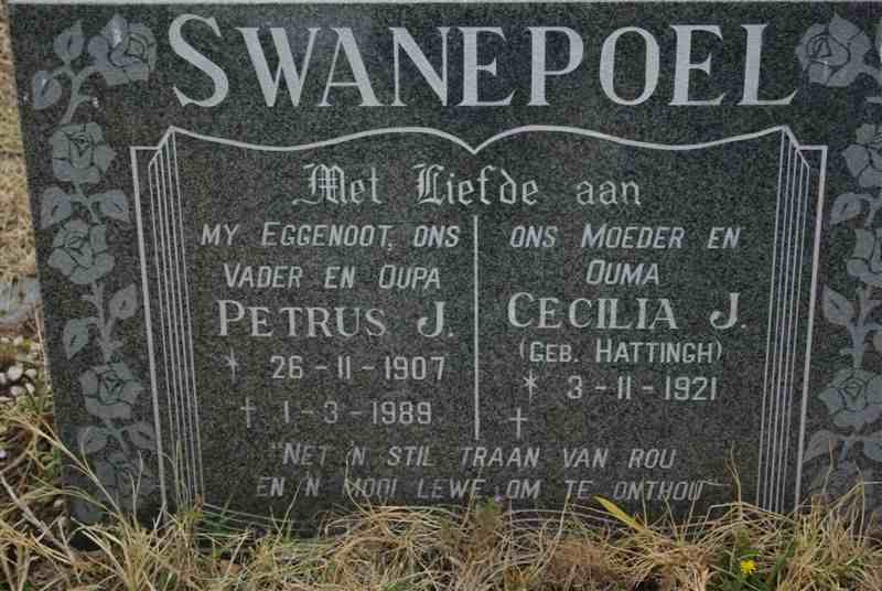 SWANEPOEL Petrus J. 1907-1989 &amp; Cecilia J. HATTINGH 1921-