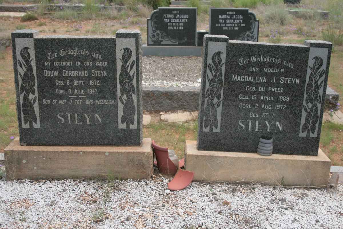 STEYN Douw Gerbrand 1872-1947 &amp; Magdalena J. DU PREEZ 1889-1972
