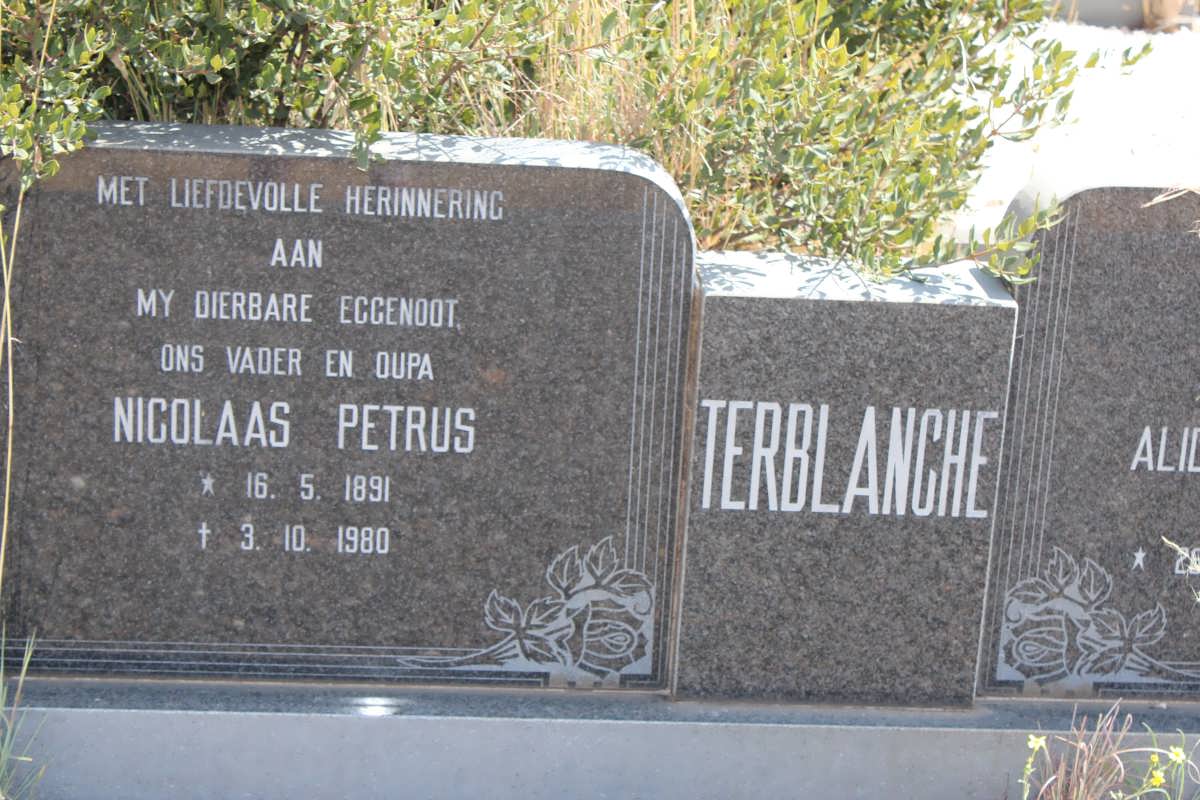 TERBLANCHE Nicolaas Petrus 1891-1980 &amp; Alida Jacoba Susanna BEZUIDENHOUT 1894-1983
