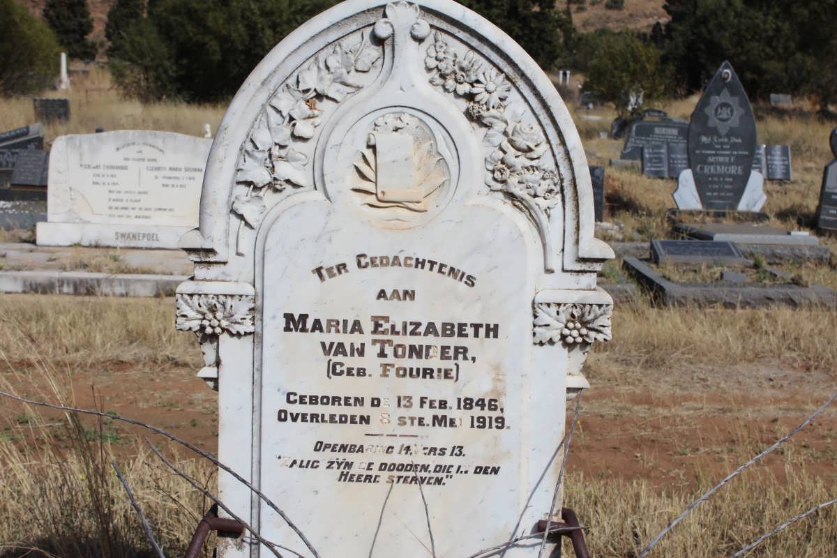 TONDER Maria Elizabeth, van nee FOURIE 1846-1919