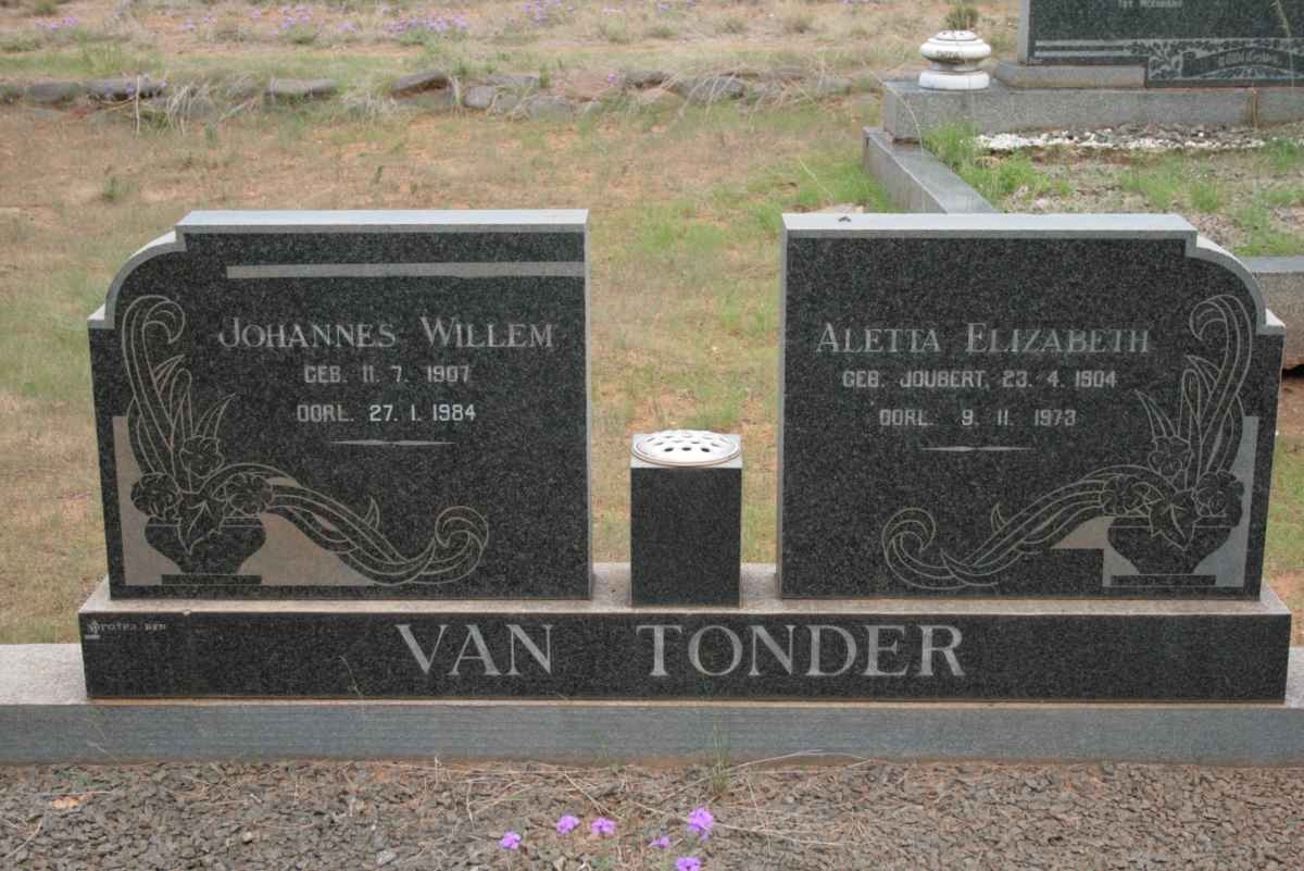 TONDER Johannes Willem, van 1907-1984 &amp; Aletta Elizabeth JOUBERT 1904-1973