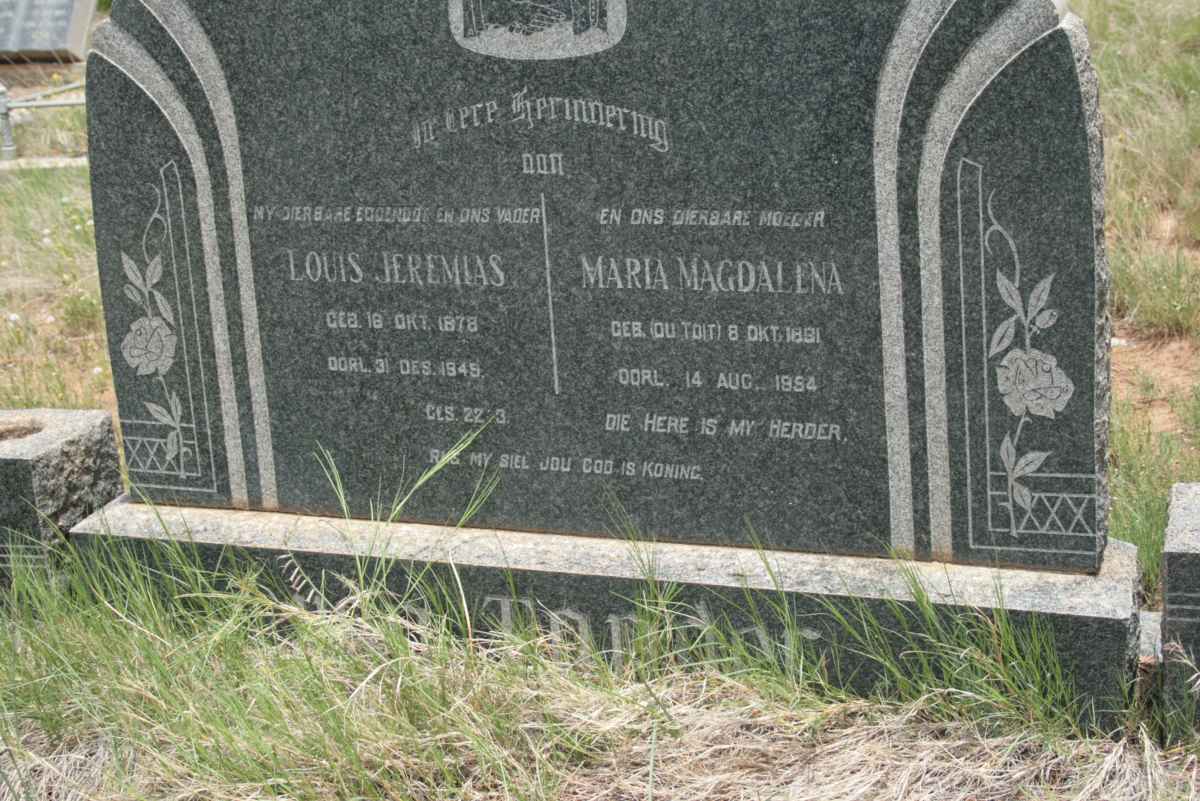 TONDER Louis Jeremias, van 1878-1945 &amp; Maria Magdalena DU TOIT 1891-1954
