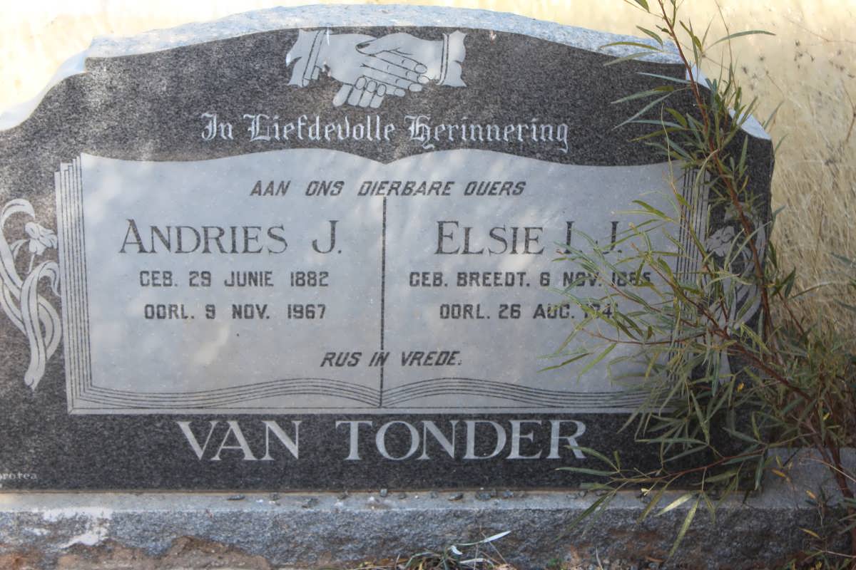 TONDER Andries J., van 1882-1967 &amp; Elsie J.J. BREEDT 18?5-194?