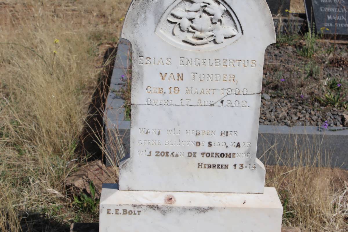 TONDER Esias Engelbertus, van 1900-1902