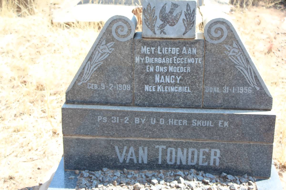 TONDER Nancy, van nee KLEINGBIEL 1909-1956