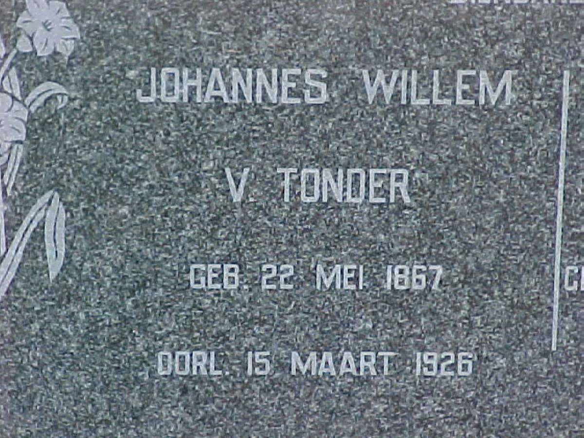 TONDER Johannes Willem, van 1867-1926