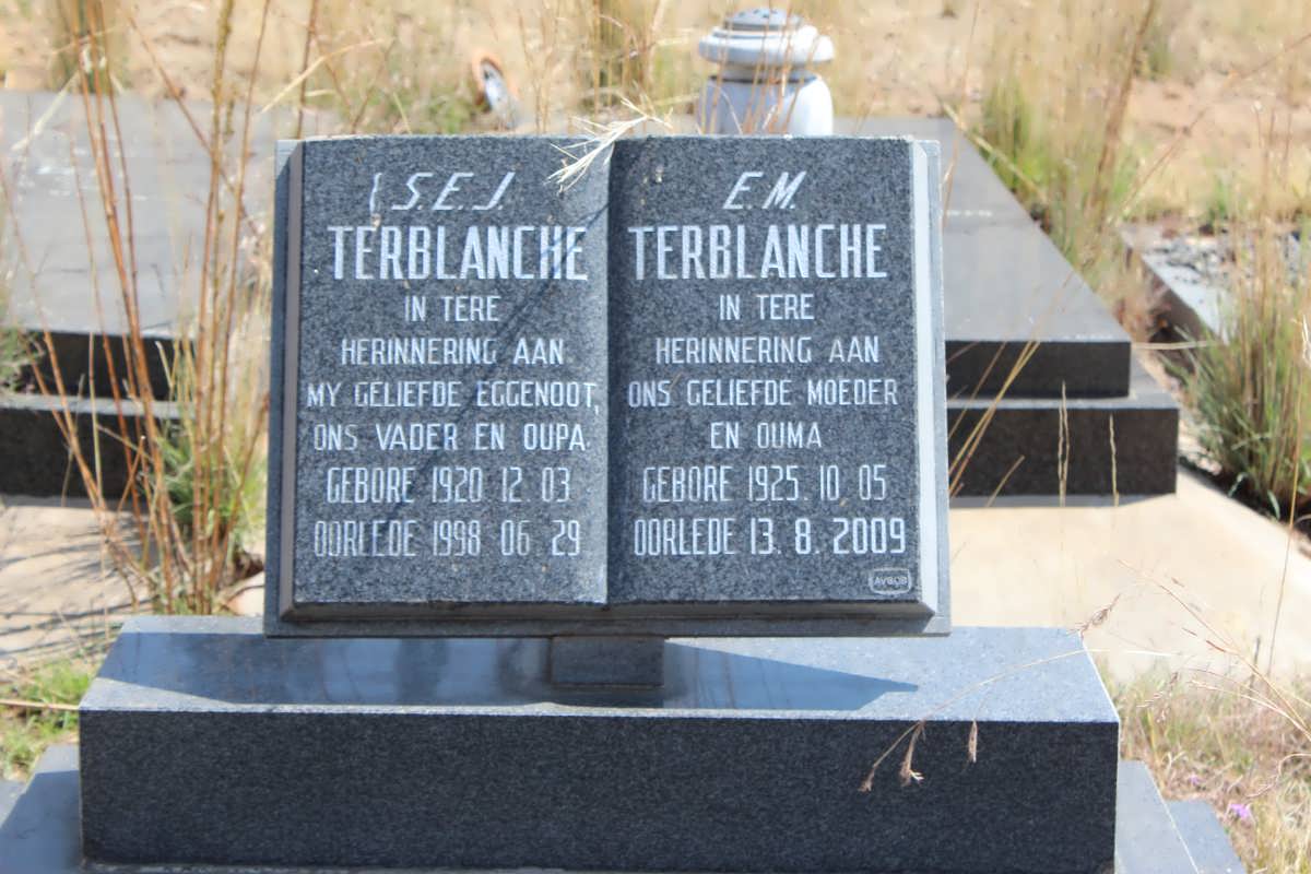 TERBLANCHE S.E.J. 1920-1998 &amp; E.M. 1925-2009
