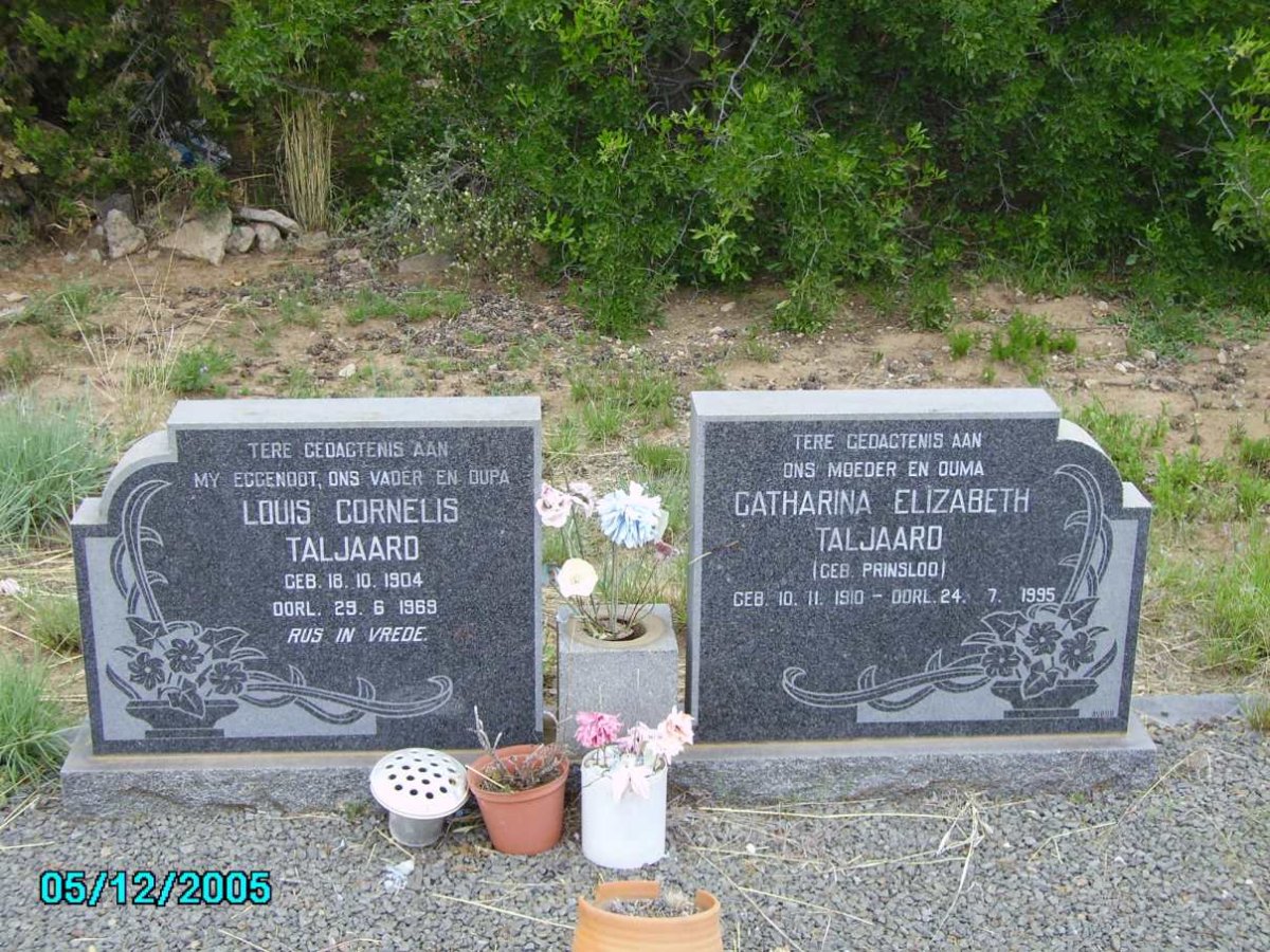 TALJAARD Louis Cornelis 1904-1989 &amp; Catharina Elizabeth PRINSLOO 1910-1995