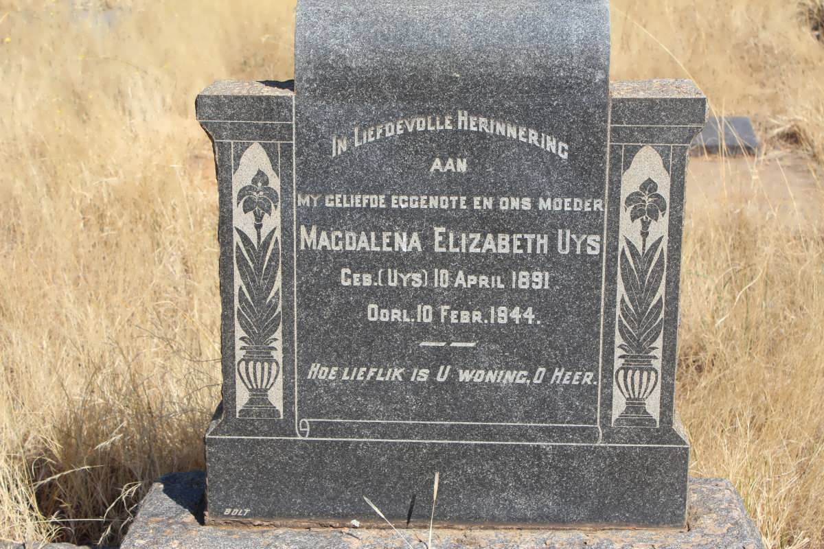 UYS Magdalena Elizabeth nee UYS 1891-1944