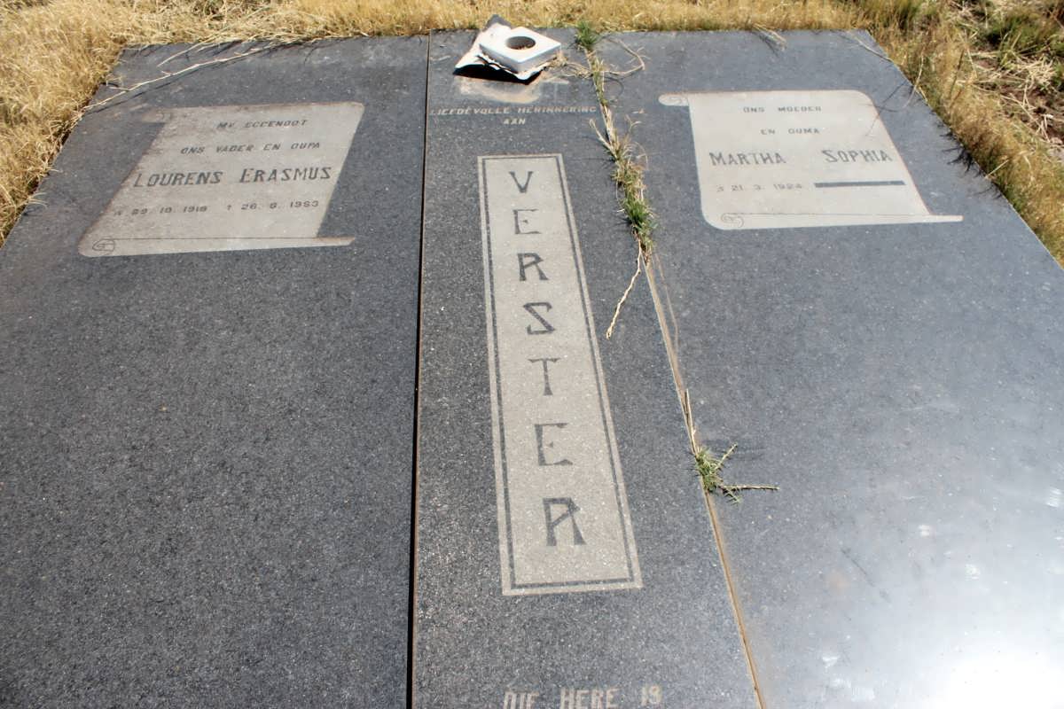 VERSTER Lourens Erasmus 1918-1963 &amp; Martha Sophia 1924-
