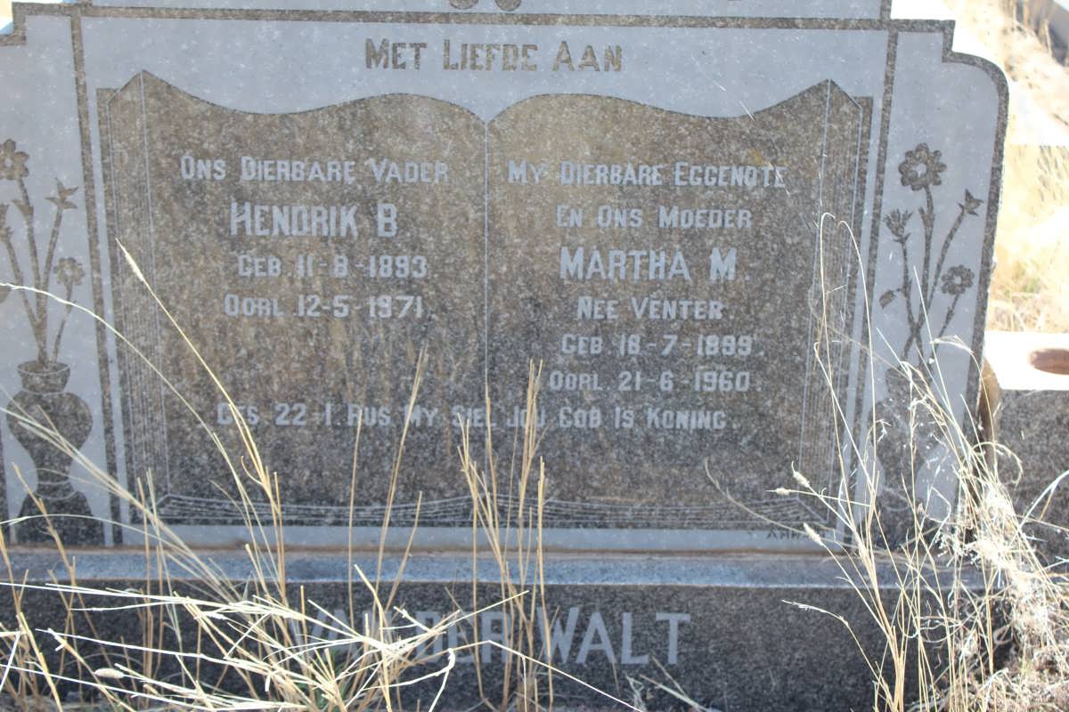 WALT Hendrik B. van der 1893-1971 &amp; Martha M. VENTER 1899-1960