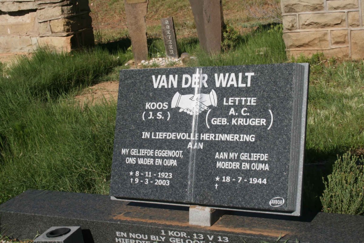 WALT J.S., van der 1923-2003 &amp; A.C. KRUGER 1944-