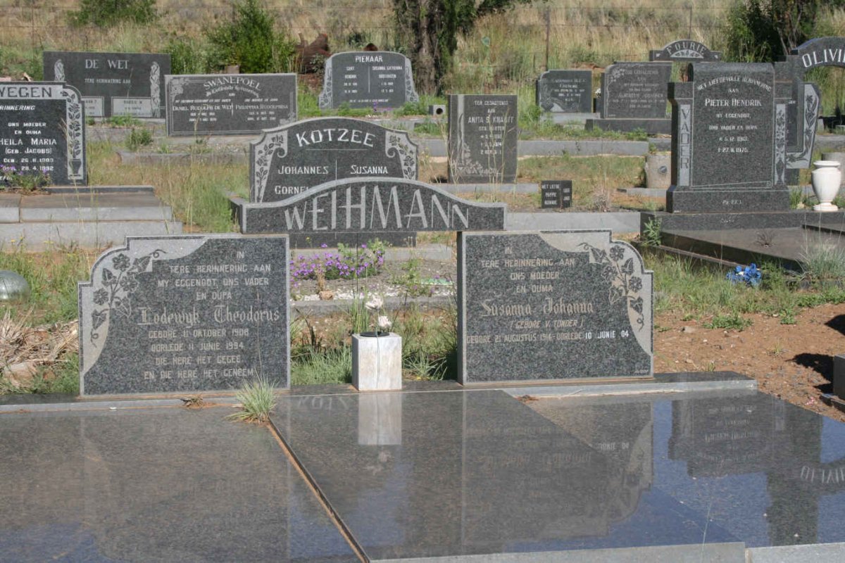 WEIHMANN  Lodewyk Theodorus 1908-1994 &amp; Susanna Johanna VAN TONDER 1914-2004