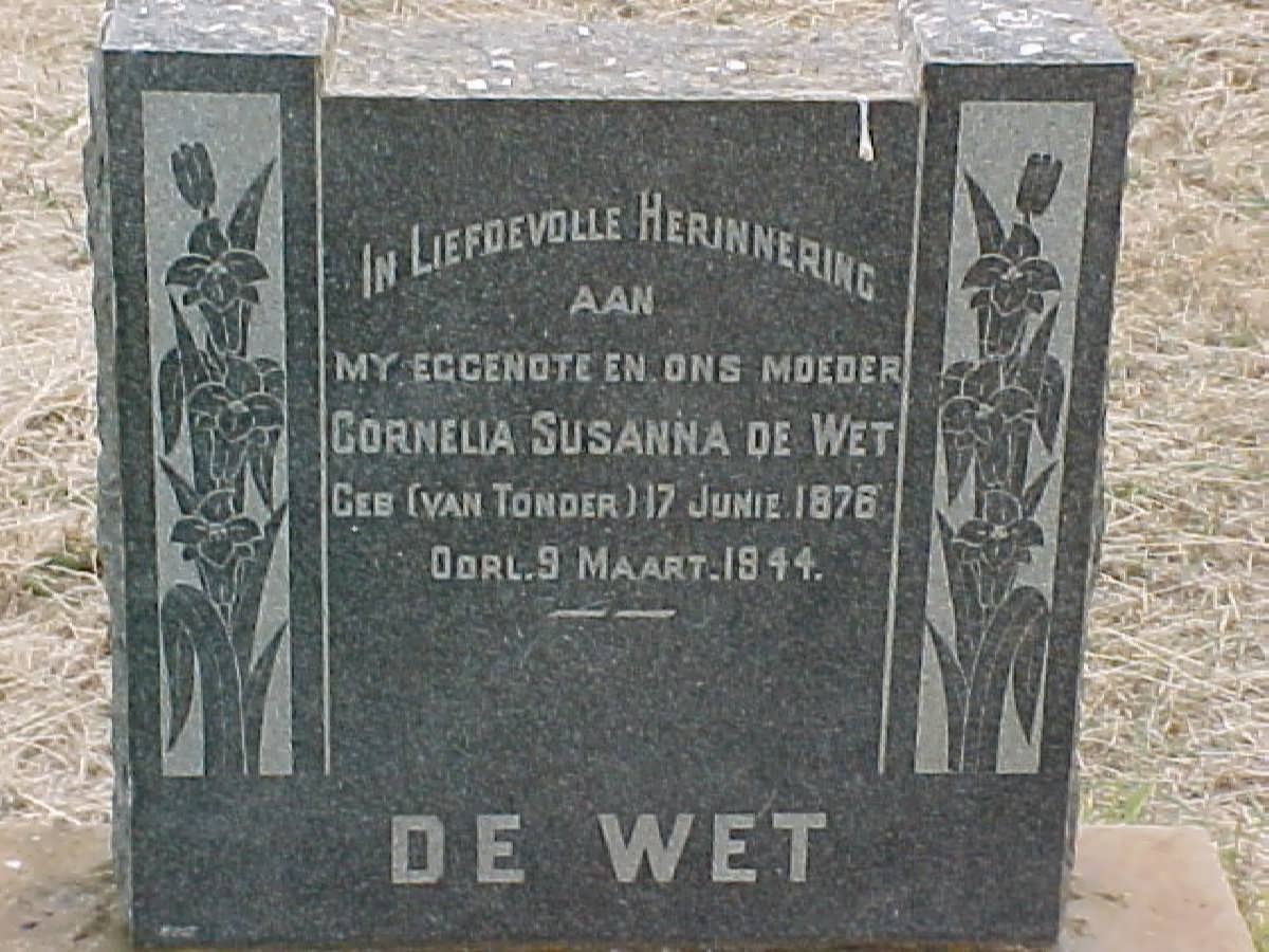 WET Cornelia Susanna, de nee VAN TONDER 1876-1944