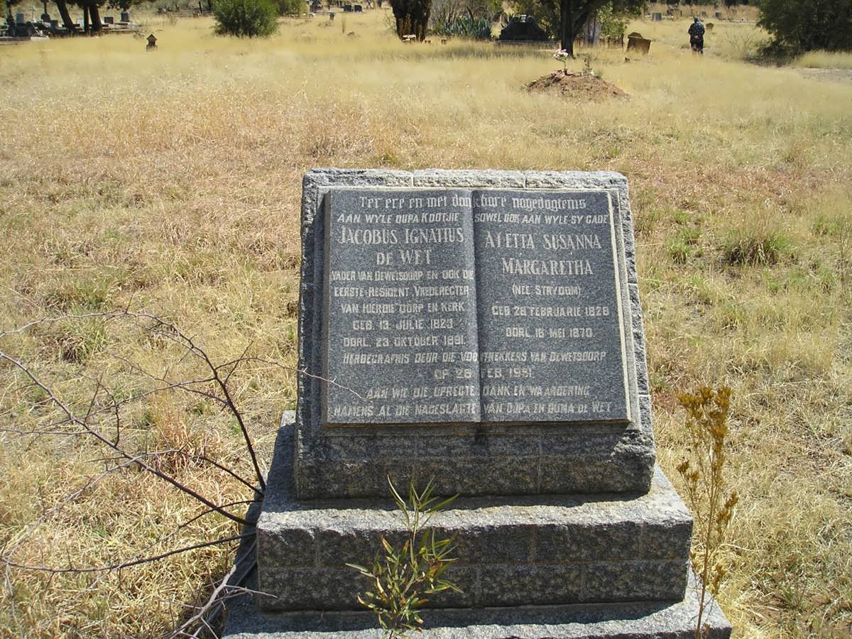 WET Jacobus  Ignatius, de 1823-1891 &amp; Aletta Susanna Margaretha STRYDOM 1828-1870