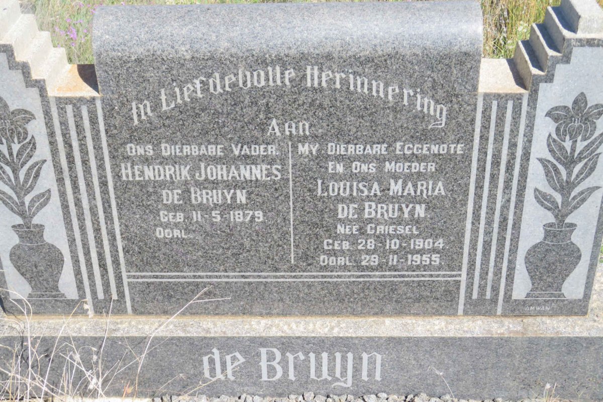 BRUYN Hendrik Johannes, de 1879- &amp; Louisa Maria GRIESEL 1904-1955