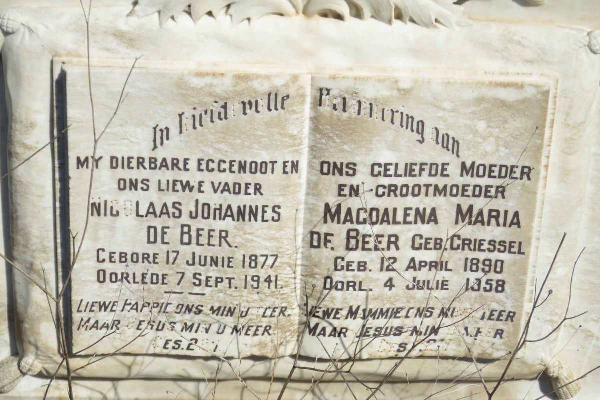 BEER Nicolaas Johannes, de 1877-1941 &amp; Magdalena Maria GRIESSEL 1890-1958