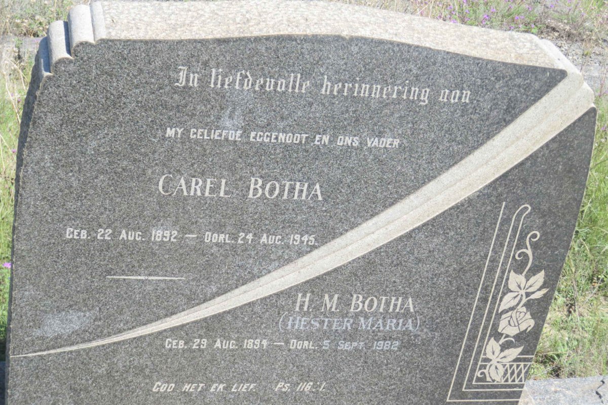 BOTHA Carel 1892-1945 &amp; Hester Maria 1894-1982