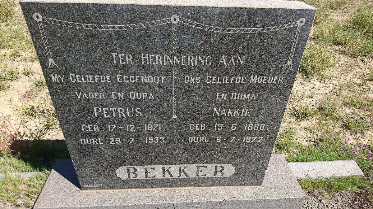 BEKKER Petrus 1871-1933 &amp; Nakkie 1888-1972