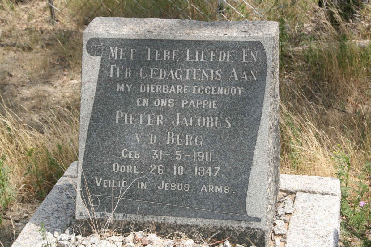 BERG Pieter Jacobus, v.d. 1911-1947