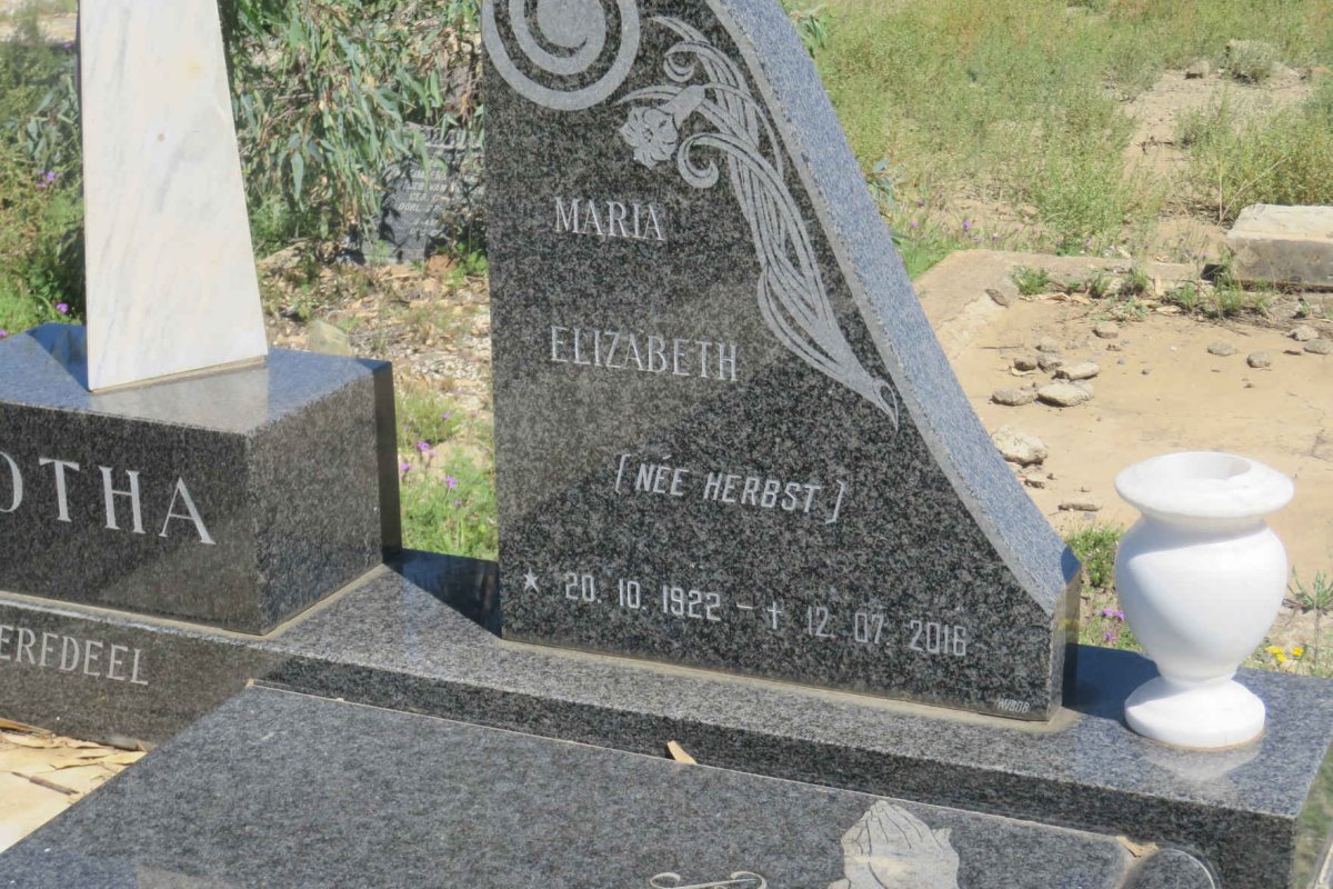 BOTHA Reinier Johannes 1912-1982 &amp; Maria Elizabeth HERBST 1922-2016
