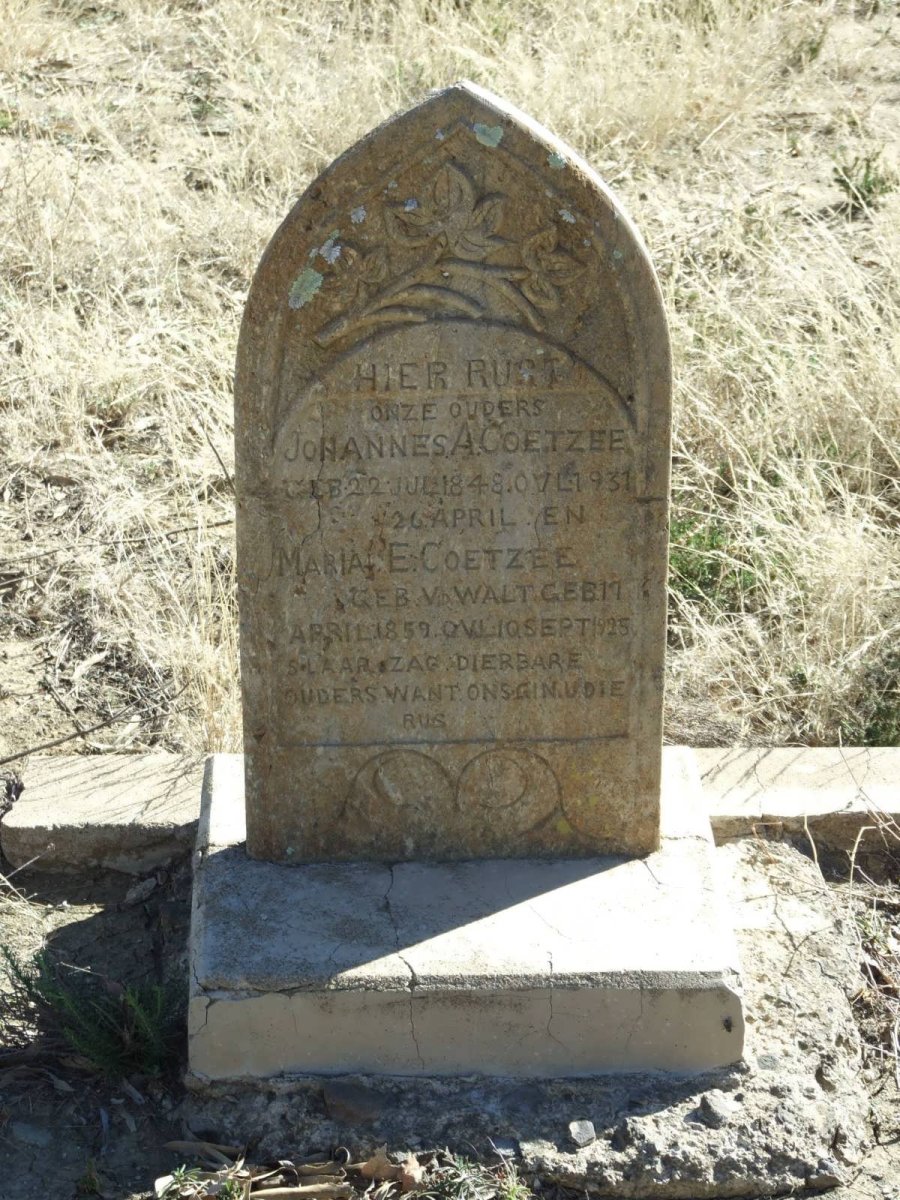 COETZEE Johannes A. 1848-1931 &amp; Maria E. v.d. WALT 1859-1925