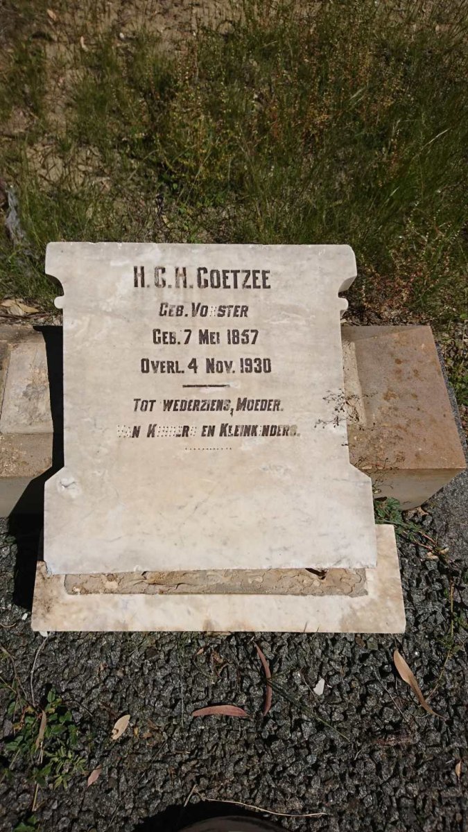 COETZEE H.C.H. nee VORSTER 1857-1930
