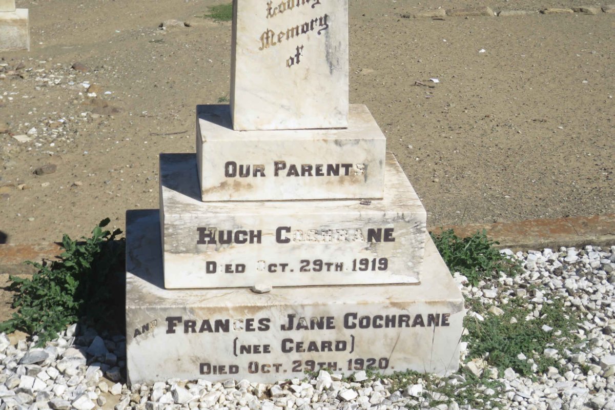 COCHRANE Hugh -1919 &amp; Frances Jane GEARD -1920