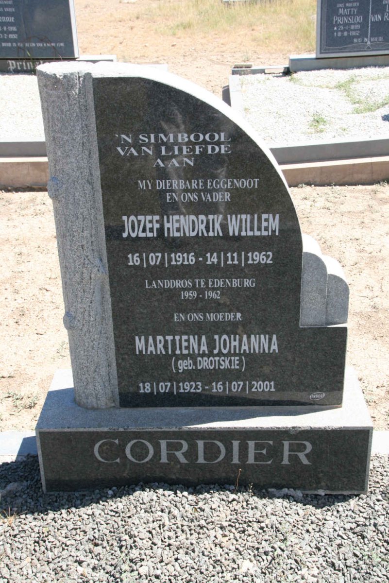 CORDIER Jozef Hendrik Willem 1916-1962 &amp; Martiena Johanna DROTSKIE 1923-2001