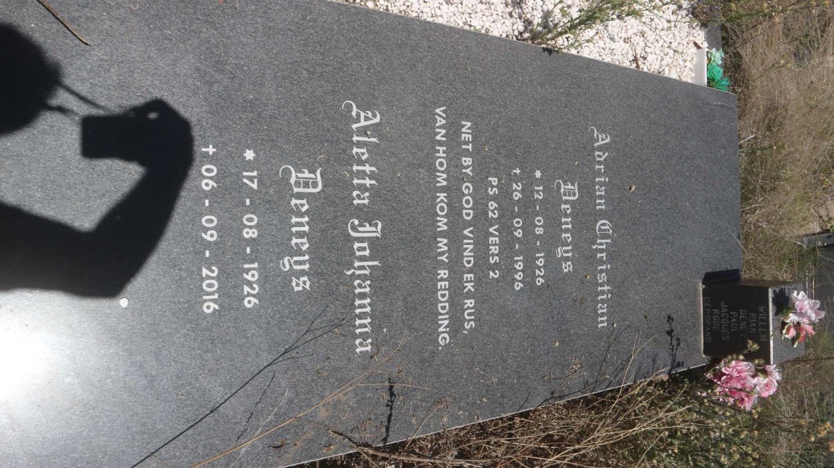 DENEYS Adrian Christian 1926-1996 &amp; Aletta Johanna 1926-2016