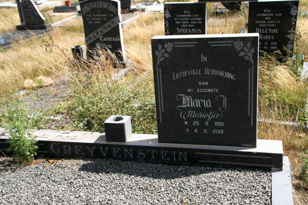 GREYVENSTEIN Maria J. 1919-2001