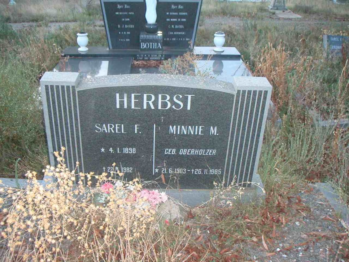 HERBST Sarel F. 1898-1982 &amp; Minnie M. OBERHOLZER 1903-1985