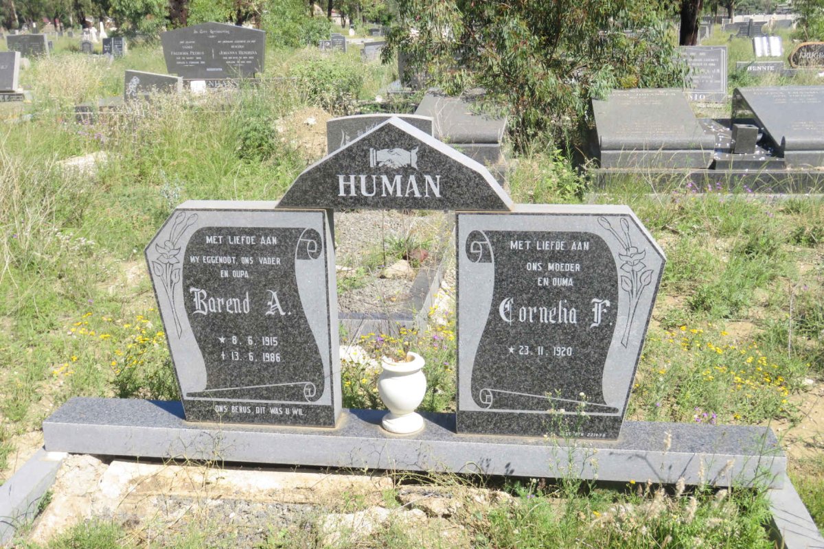 HUMAN Barend A. 1915-1986 &amp; Cornelia F. 1920-